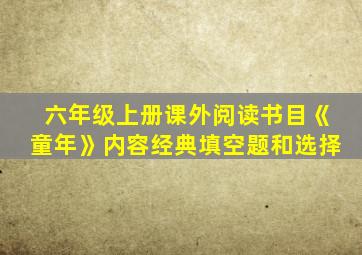 六年级上册课外阅读书目《童年》内容经典填空题和选择