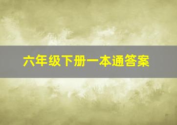 六年级下册一本通答案