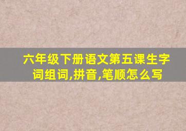 六年级下册语文第五课生字词组词,拼音,笔顺怎么写