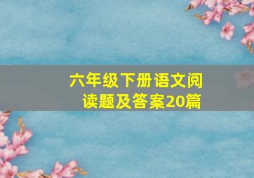 六年级下册语文阅读题及答案20篇