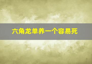 六角龙单养一个容易死