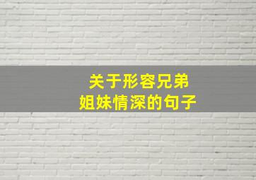 关于形容兄弟姐妹情深的句子