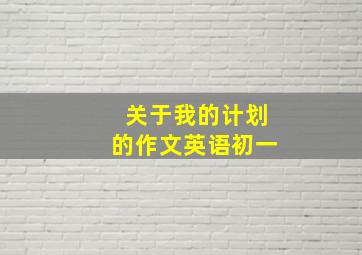 关于我的计划的作文英语初一