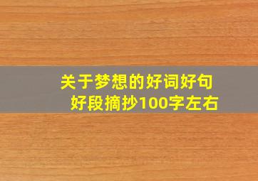 关于梦想的好词好句好段摘抄100字左右