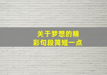 关于梦想的精彩句段简短一点