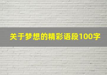 关于梦想的精彩语段100字