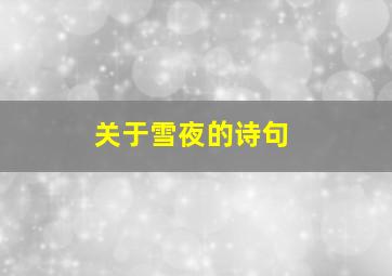 关于雪夜的诗句