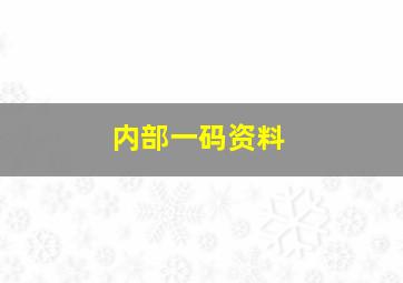 内部一码资料