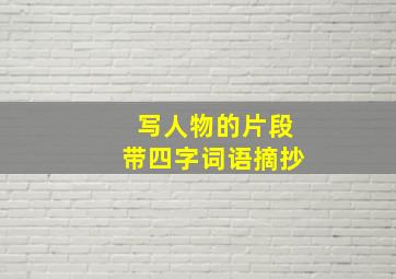 写人物的片段带四字词语摘抄