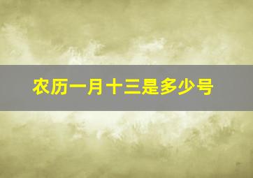 农历一月十三是多少号