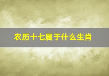 农历十七属于什么生肖