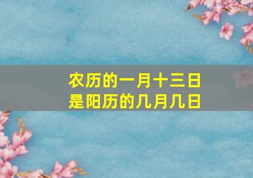 农历的一月十三日是阳历的几月几日