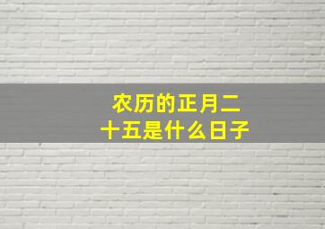 农历的正月二十五是什么日子