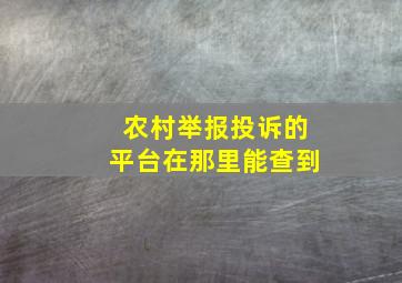 农村举报投诉的平台在那里能查到