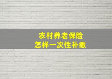 农村养老保险怎样一次性补缴