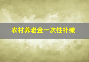 农村养老金一次性补缴