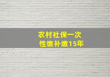 农村社保一次性缴补缴15年