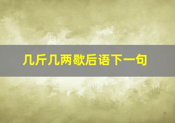 几斤几两歇后语下一句