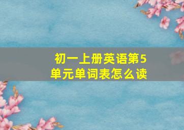 初一上册英语第5单元单词表怎么读