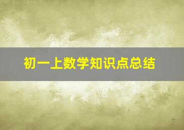 初一上数学知识点总结