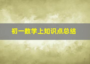 初一数学上知识点总结