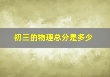 初三的物理总分是多少