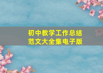 初中教学工作总结范文大全集电子版