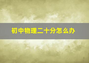 初中物理二十分怎么办