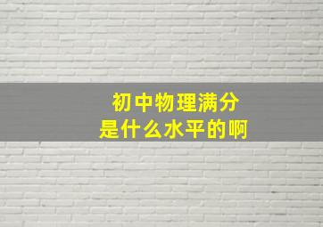 初中物理满分是什么水平的啊