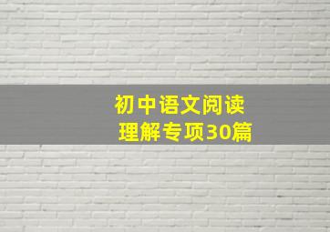 初中语文阅读理解专项30篇