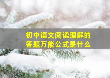 初中语文阅读理解的答题万能公式是什么