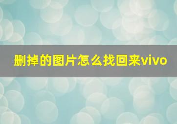 删掉的图片怎么找回来vivo