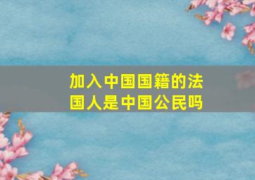 加入中国国籍的法国人是中国公民吗