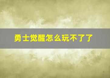 勇士觉醒怎么玩不了了