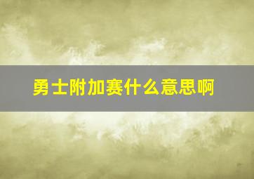 勇士附加赛什么意思啊