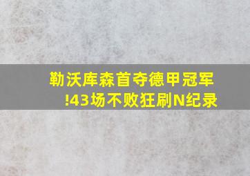 勒沃库森首夺德甲冠军!43场不败狂刷N纪录