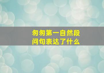 匆匆第一自然段问句表达了什么