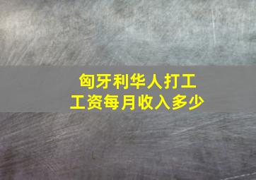 匈牙利华人打工工资每月收入多少