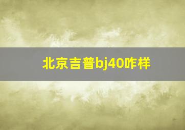 北京吉普bj40咋样