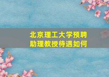 北京理工大学预聘助理教授待遇如何