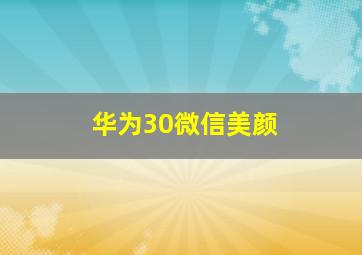 华为30微信美颜