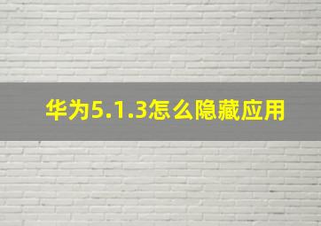 华为5.1.3怎么隐藏应用