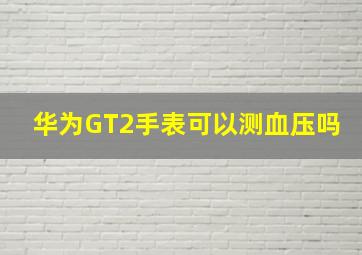 华为GT2手表可以测血压吗