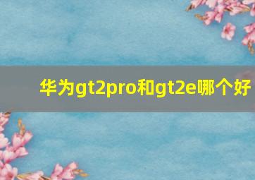 华为gt2pro和gt2e哪个好