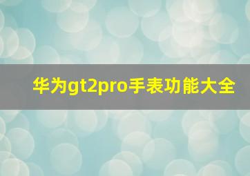 华为gt2pro手表功能大全