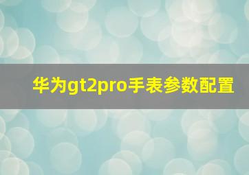 华为gt2pro手表参数配置