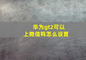 华为gt2可以上微信吗怎么设置