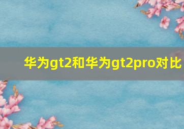 华为gt2和华为gt2pro对比