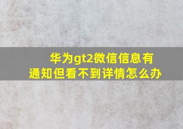 华为gt2微信信息有通知但看不到详情怎么办