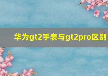 华为gt2手表与gt2pro区别